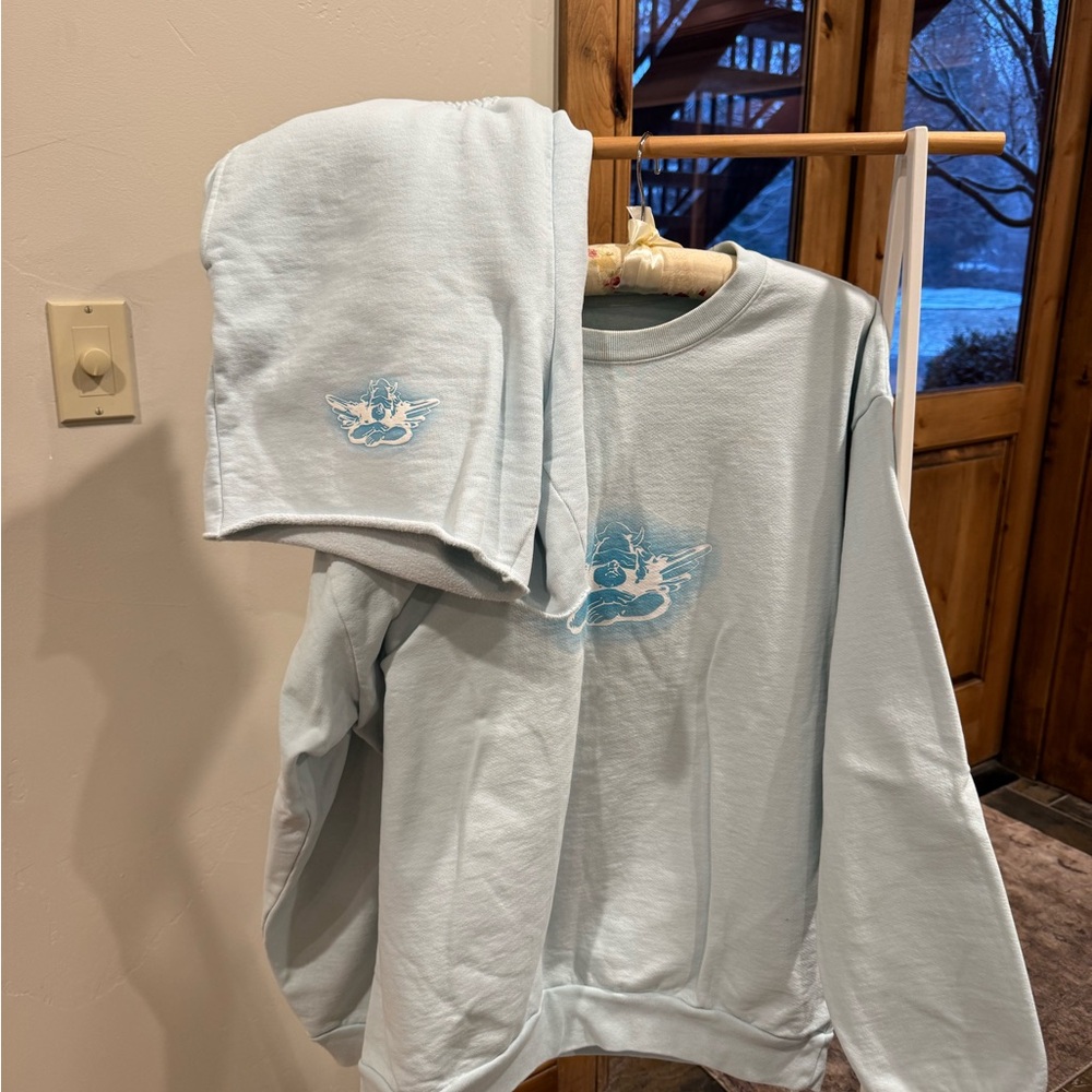 Boys Lie Sky Blue Angel Feet Sweat Pants and Hoodie Set